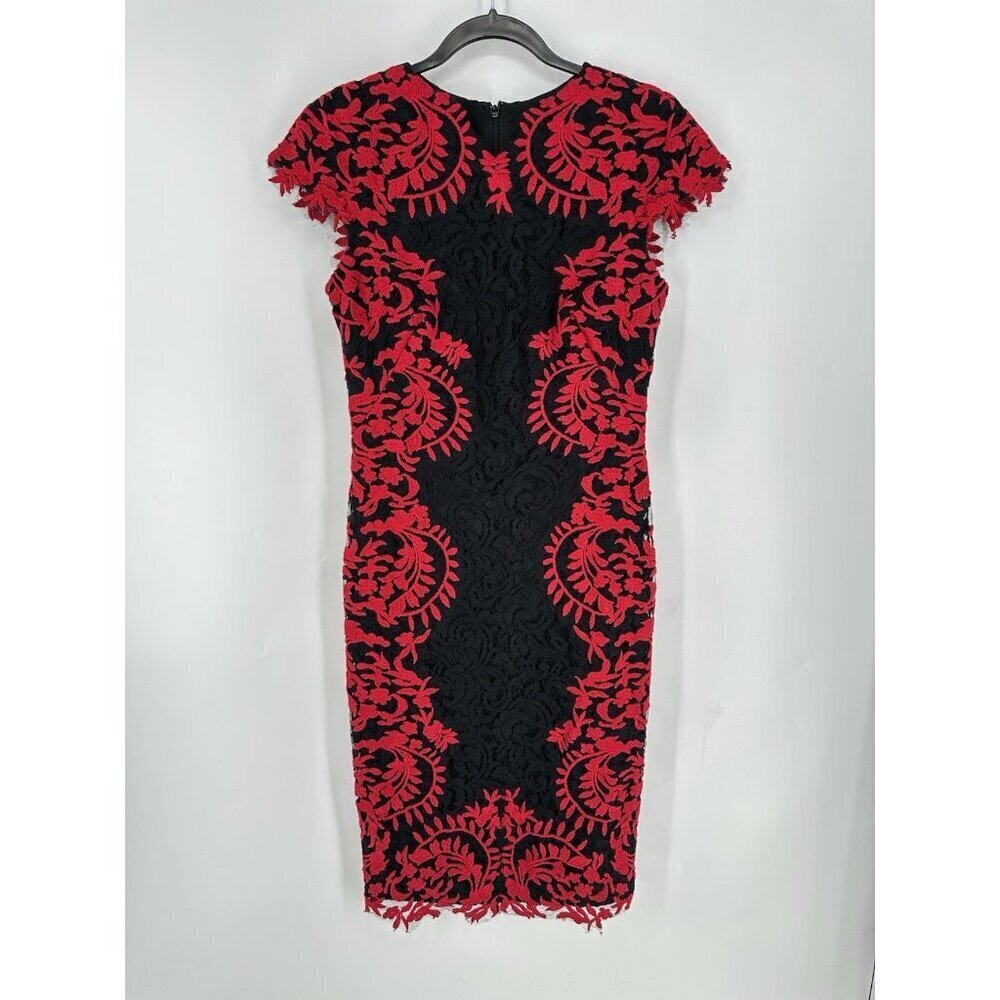 Tadashi Shoji Mandarin Lace Overlay Dress Women’s 6 Read